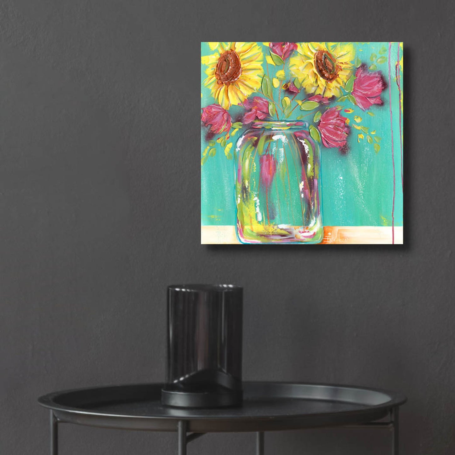 Epic Art 'Mason Jar Flowers' by Estelle Grengs, Acrylic Glass Wall Art,12x12