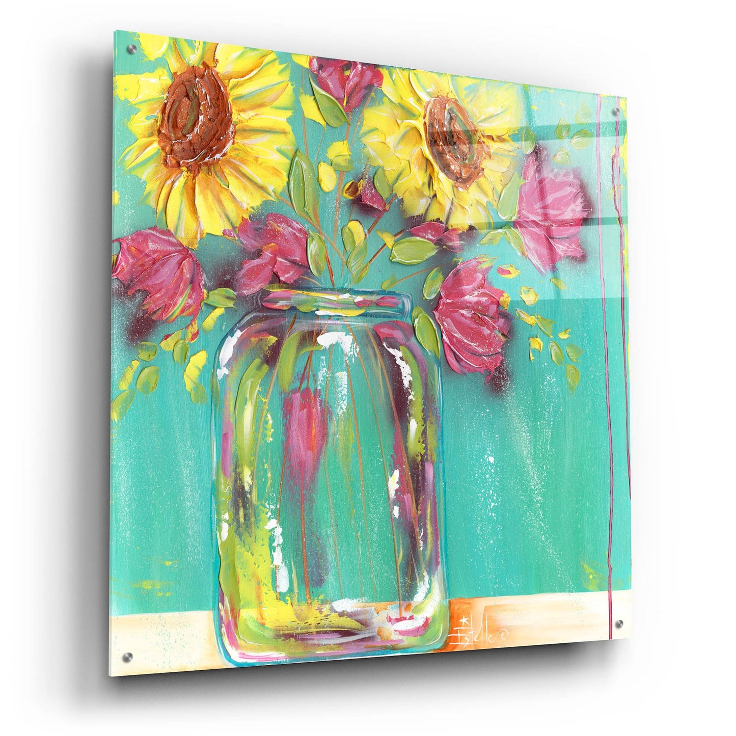 Epic Art 'Mason Jar Flowers' by Estelle Grengs, Acrylic Glass Wall Art,36x36