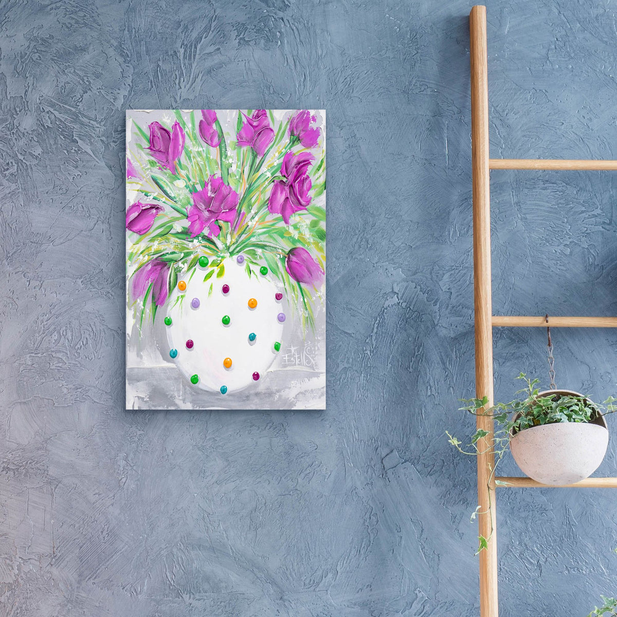 Epic Art 'Polka Dot Purple' by Estelle Grengs, Acrylic Glass Wall Art,16x24
