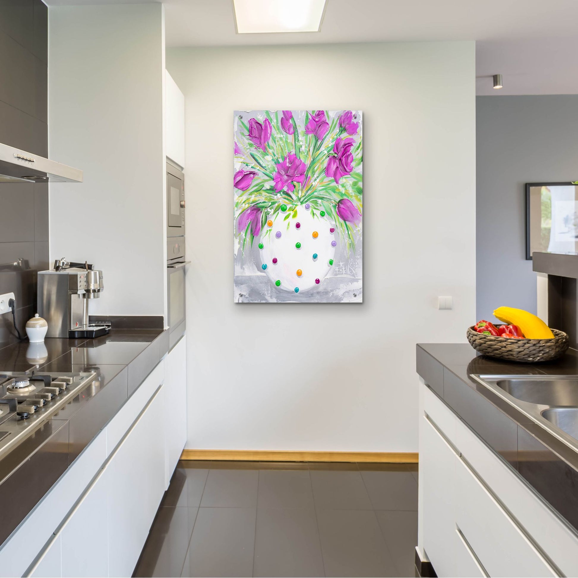 Epic Art 'Polka Dot Purple' by Estelle Grengs, Acrylic Glass Wall Art,24x36