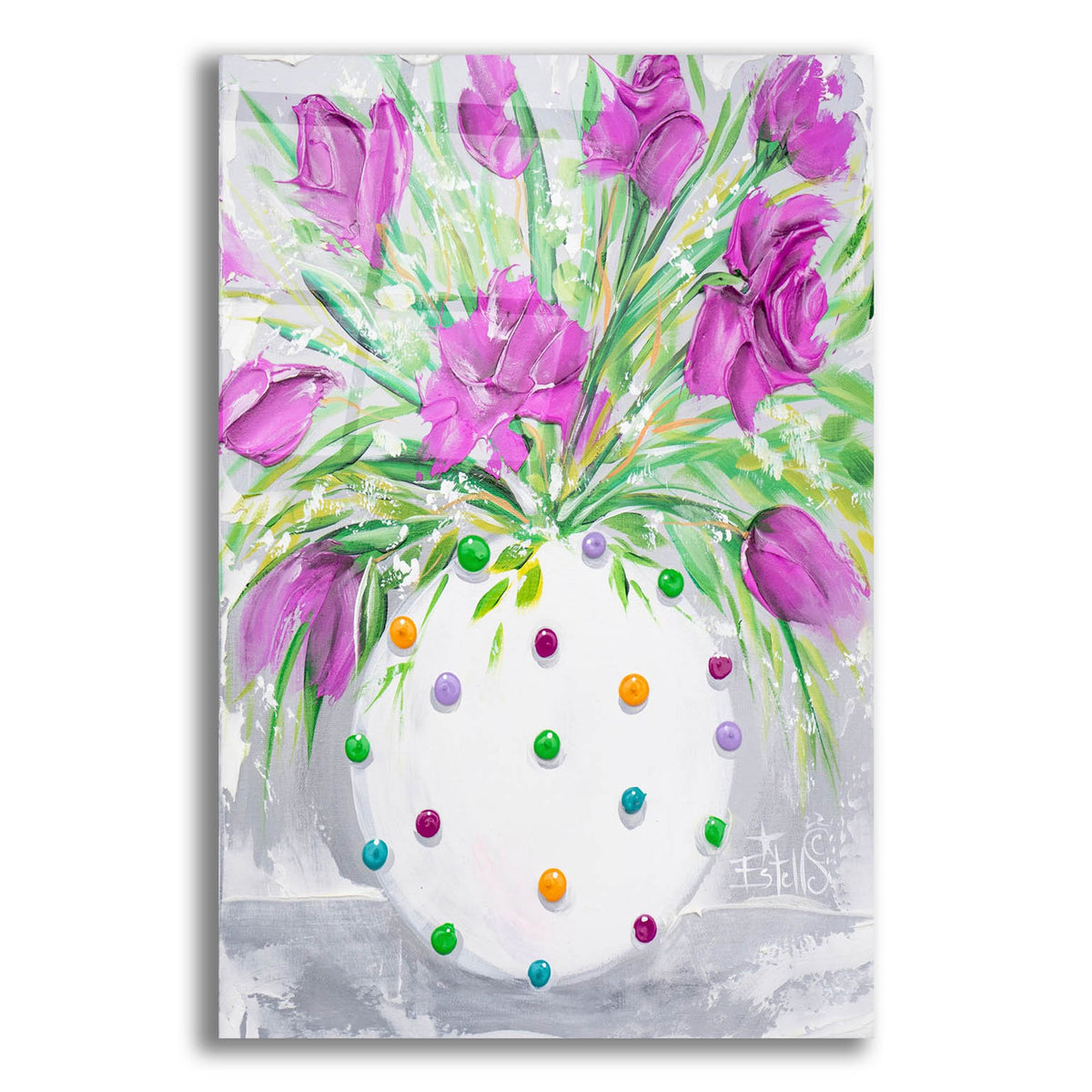 Epic Art 'Polka Dot Purple' by Estelle Grengs, Acrylic Glass Wall Art