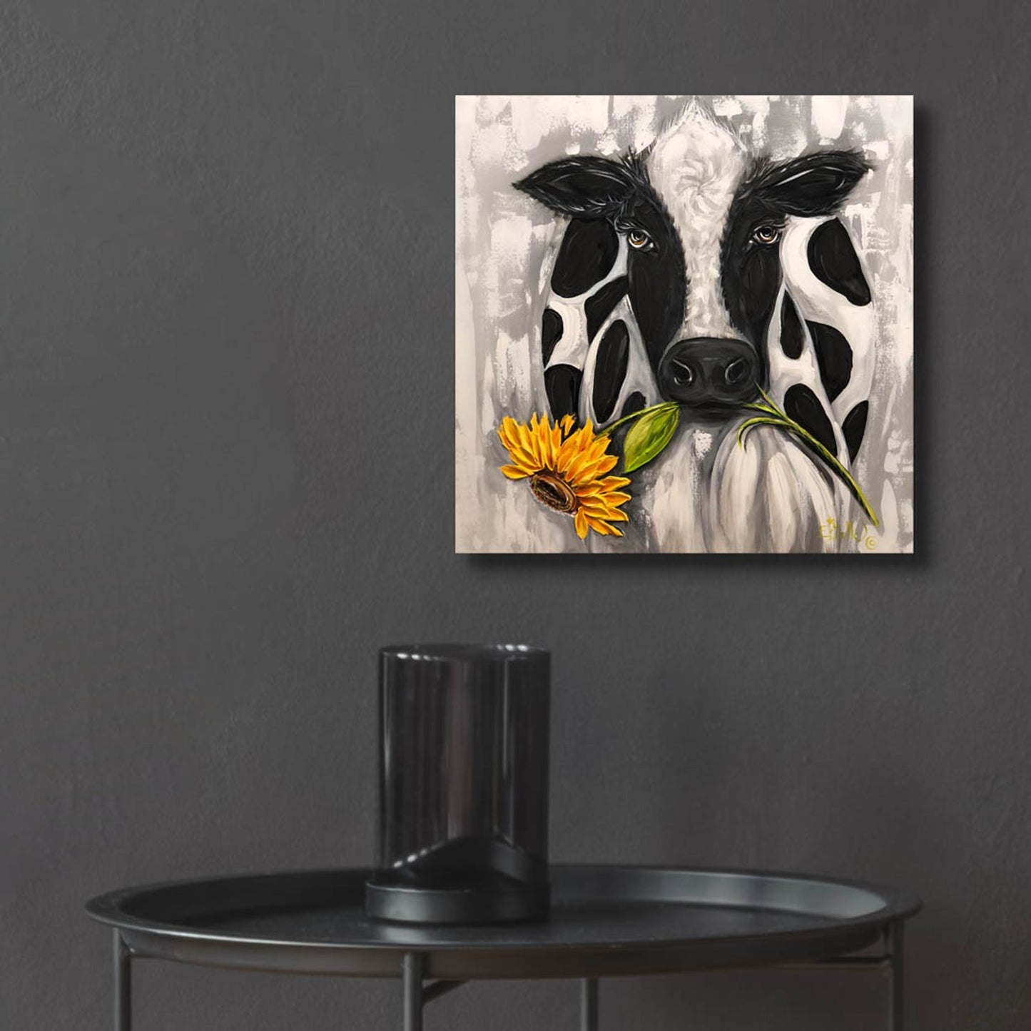 Epic Art 'Sunflower Cow' by Estelle Grengs, Acrylic Glass Wall Art,12x12