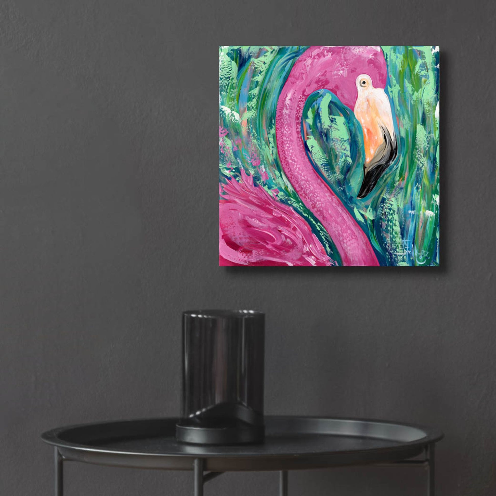 Epic Art 'Flamingo Portrait' by Estelle Grengs, Acrylic Glass Wall Art,12x12