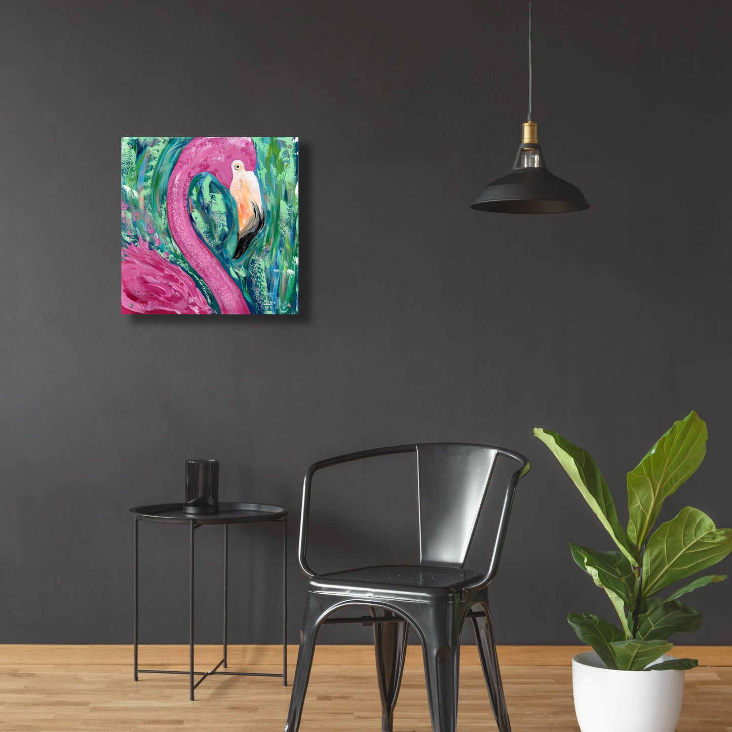 Epic Art 'Flamingo Portrait' by Estelle Grengs, Acrylic Glass Wall Art,24x24