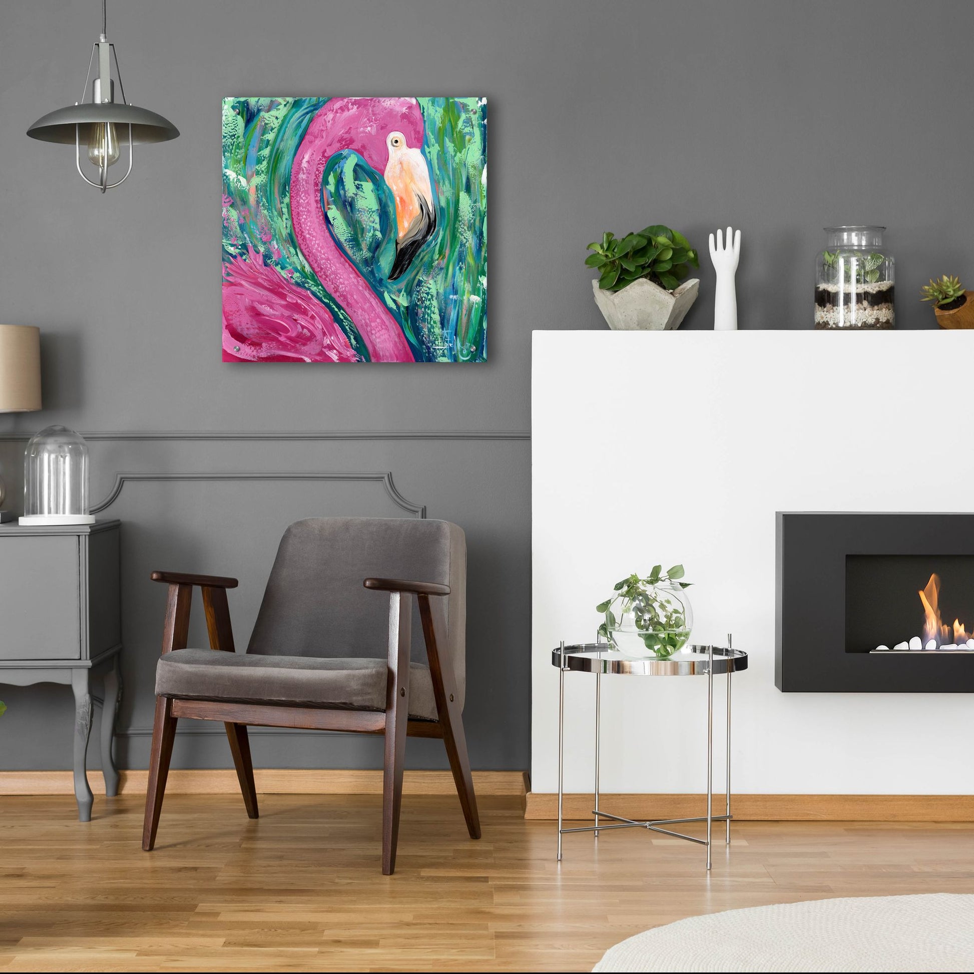 Epic Art 'Flamingo Portrait' by Estelle Grengs, Acrylic Glass Wall Art,24x24