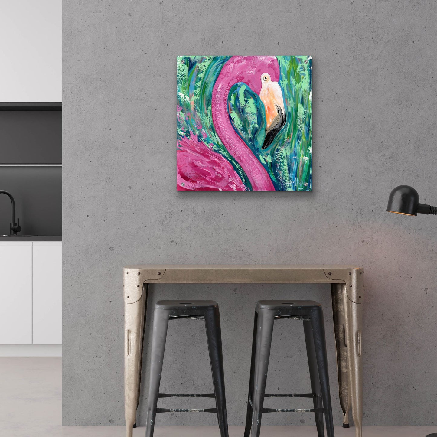 Epic Art 'Flamingo Portrait' by Estelle Grengs, Acrylic Glass Wall Art,24x24