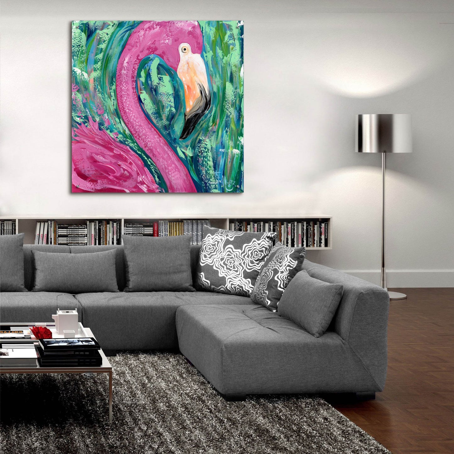 Epic Art 'Flamingo Portrait' by Estelle Grengs, Acrylic Glass Wall Art,36x36