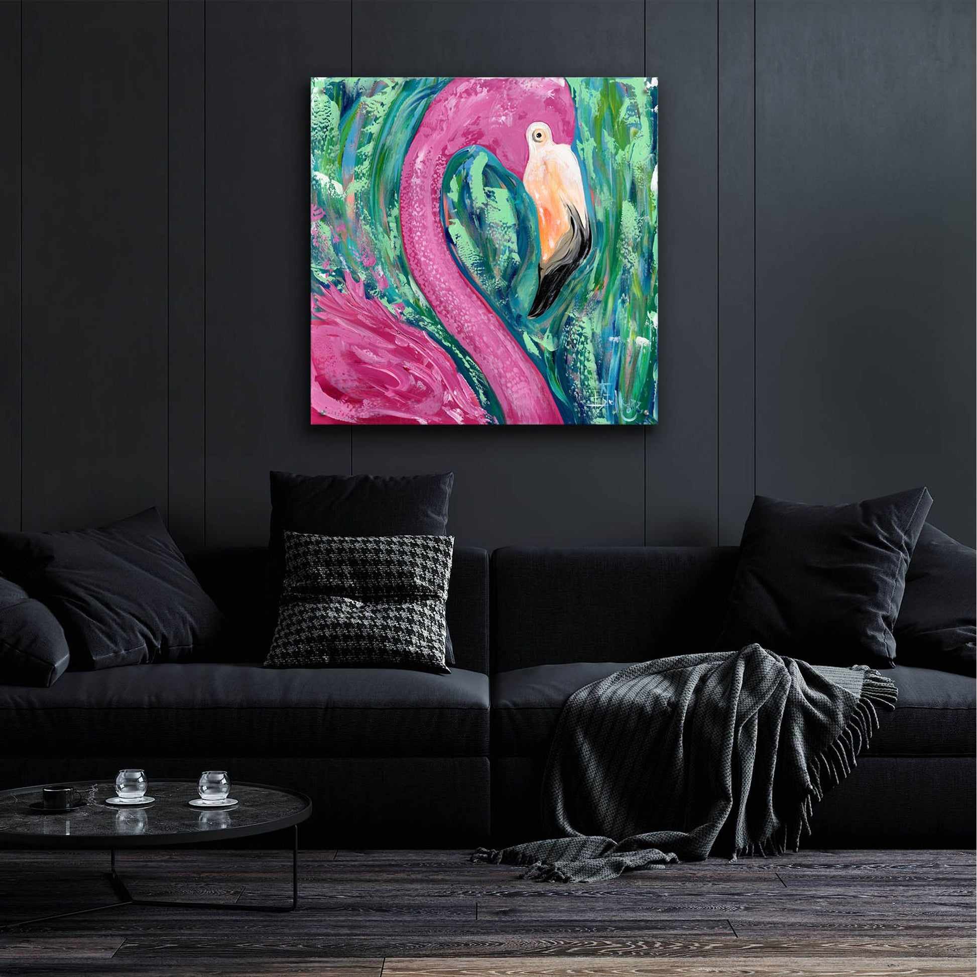 Epic Art 'Flamingo Portrait' by Estelle Grengs, Acrylic Glass Wall Art,36x36