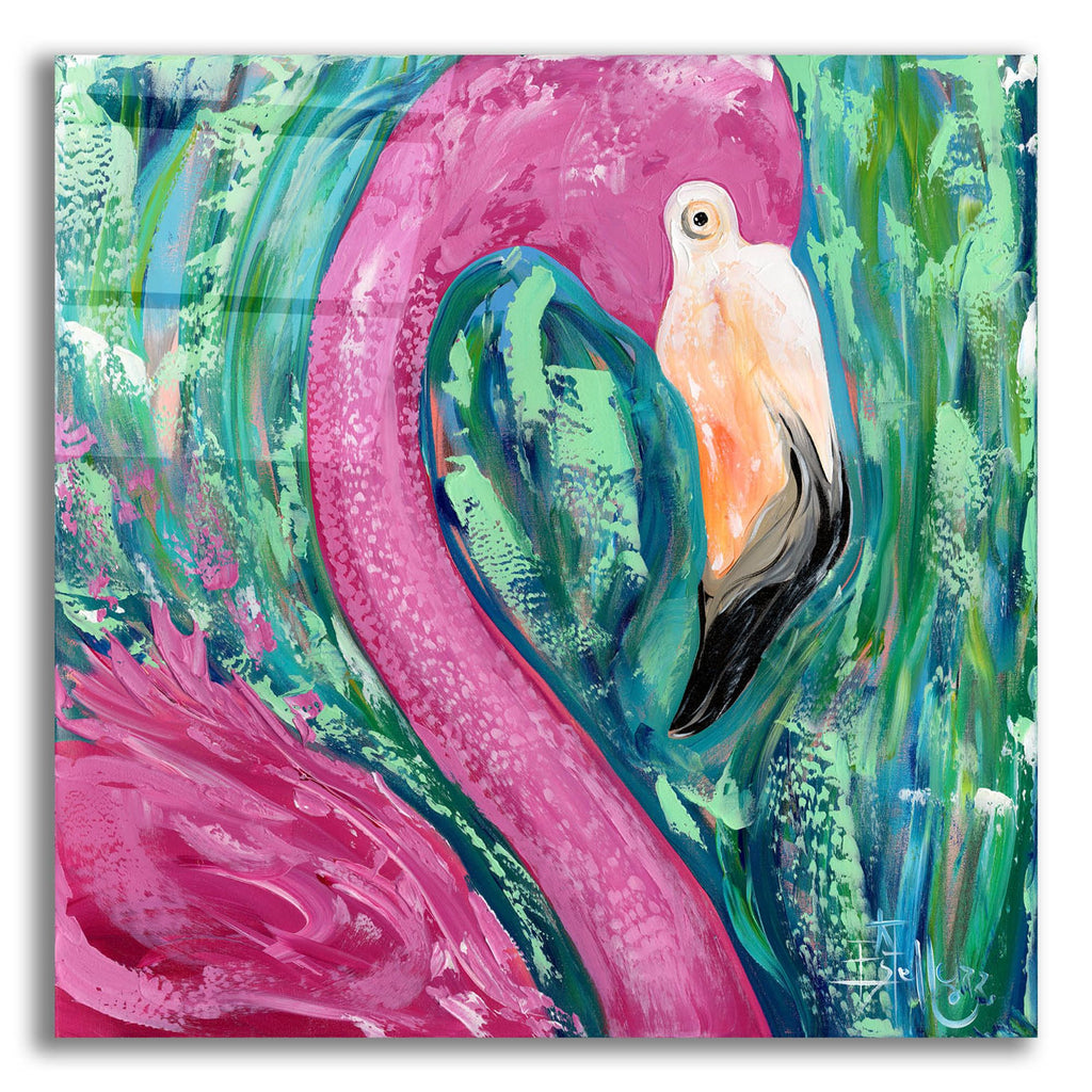 Epic Art 'Flamingo Portrait' by Estelle Grengs, Acrylic Glass Wall Art