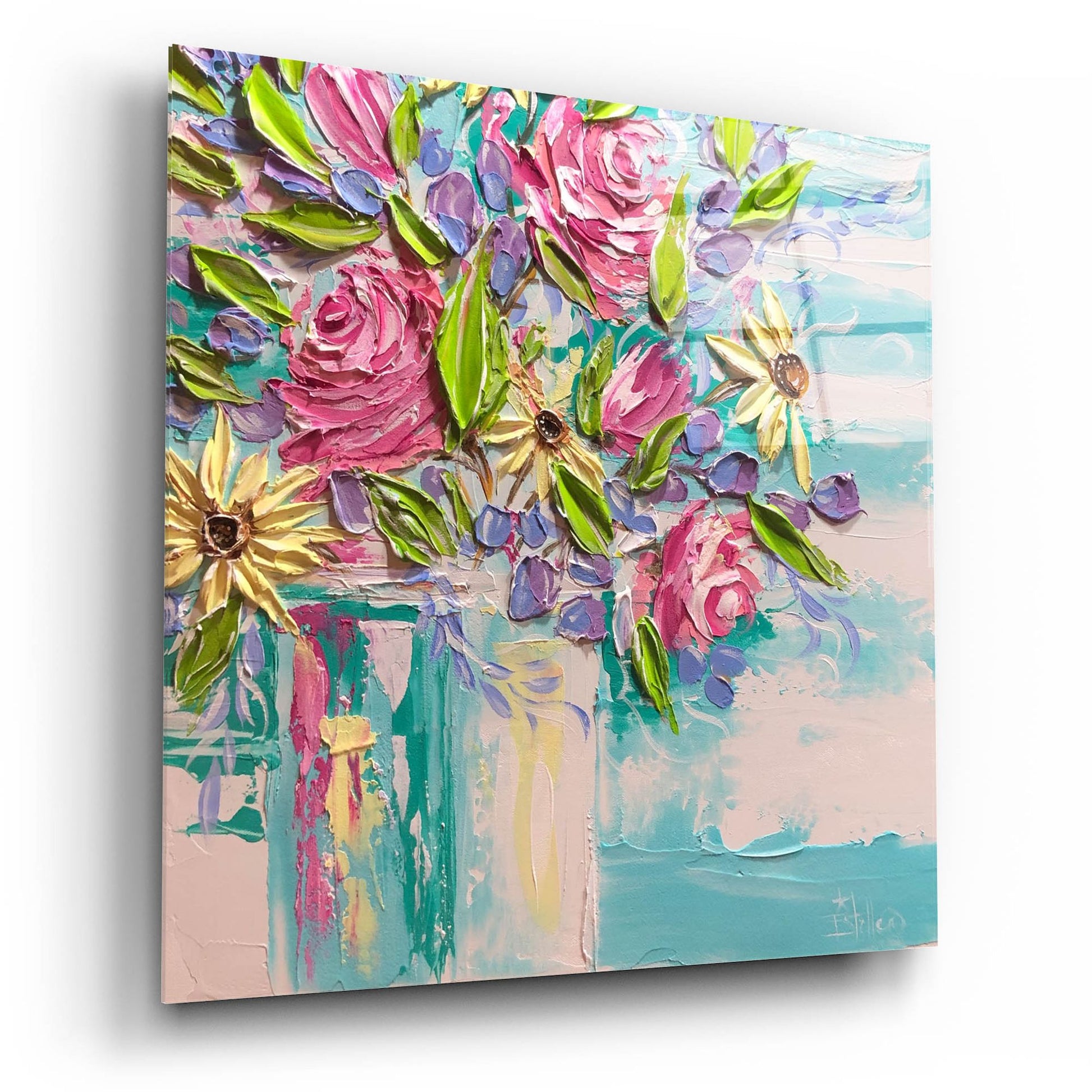 Epic Art 'Floral Bliss' by Estelle Grengs, Acrylic Glass Wall Art,12x12