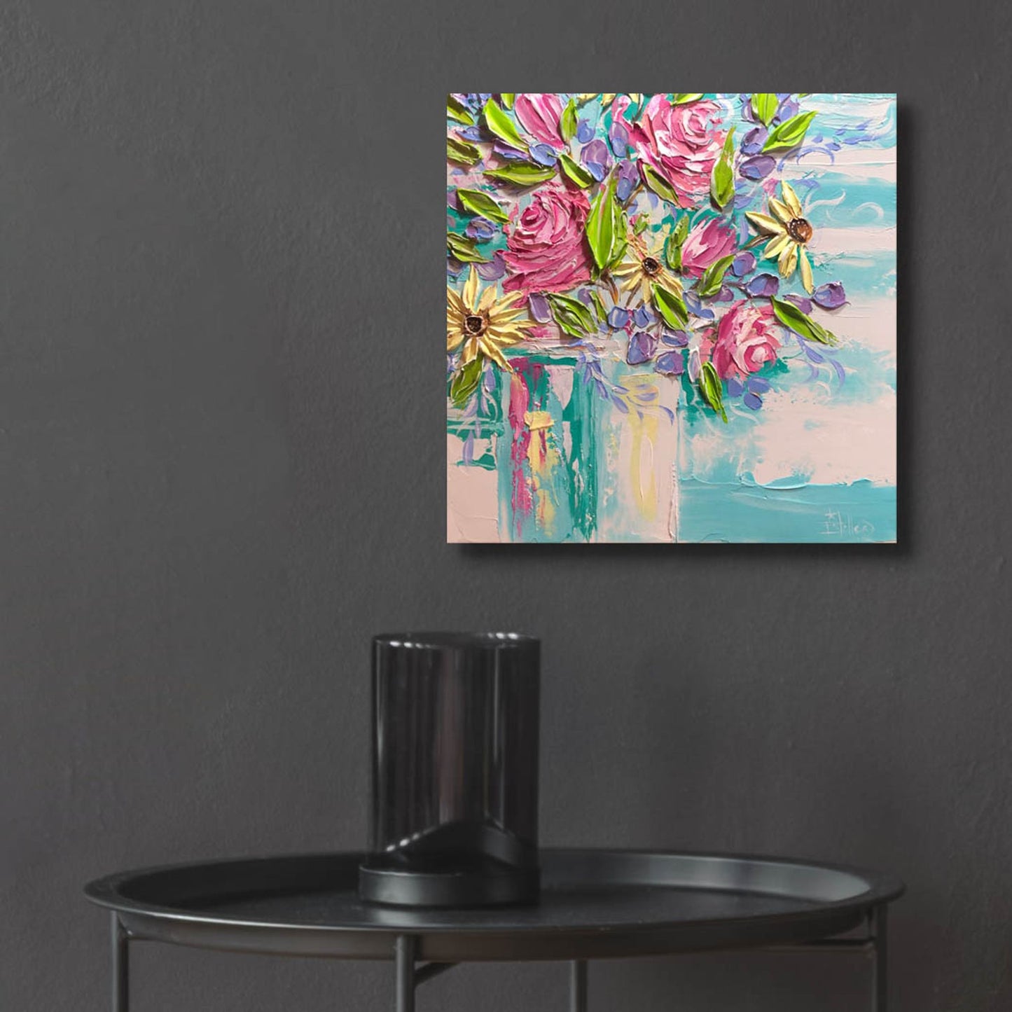 Epic Art 'Floral Bliss' by Estelle Grengs, Acrylic Glass Wall Art,12x12