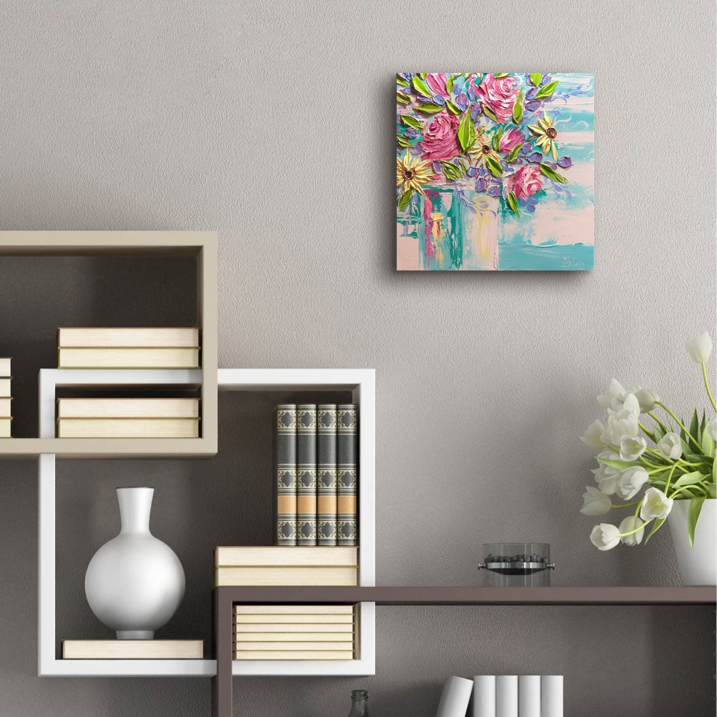 Epic Art 'Floral Bliss' by Estelle Grengs, Acrylic Glass Wall Art,12x12