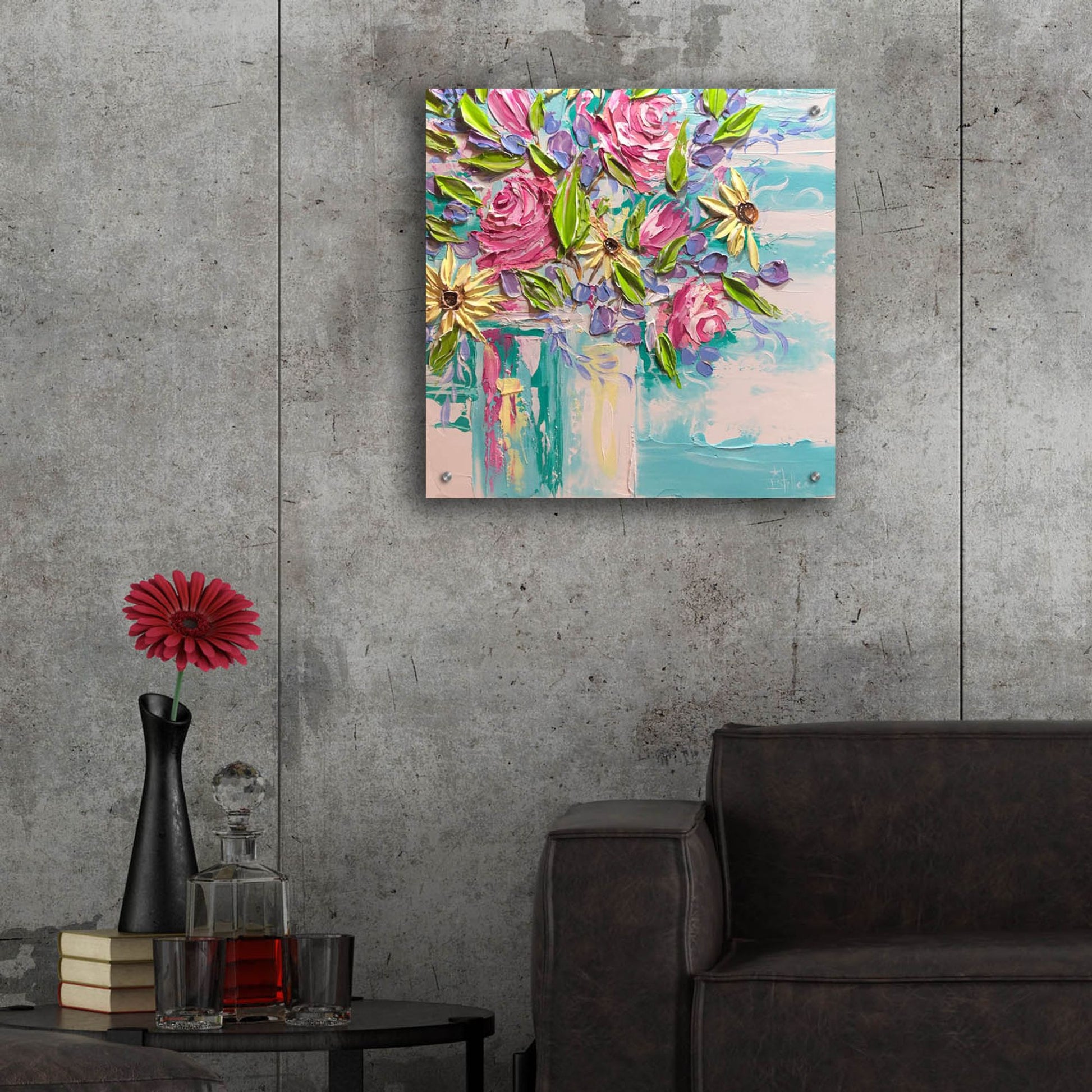 Epic Art 'Floral Bliss' by Estelle Grengs, Acrylic Glass Wall Art,24x24