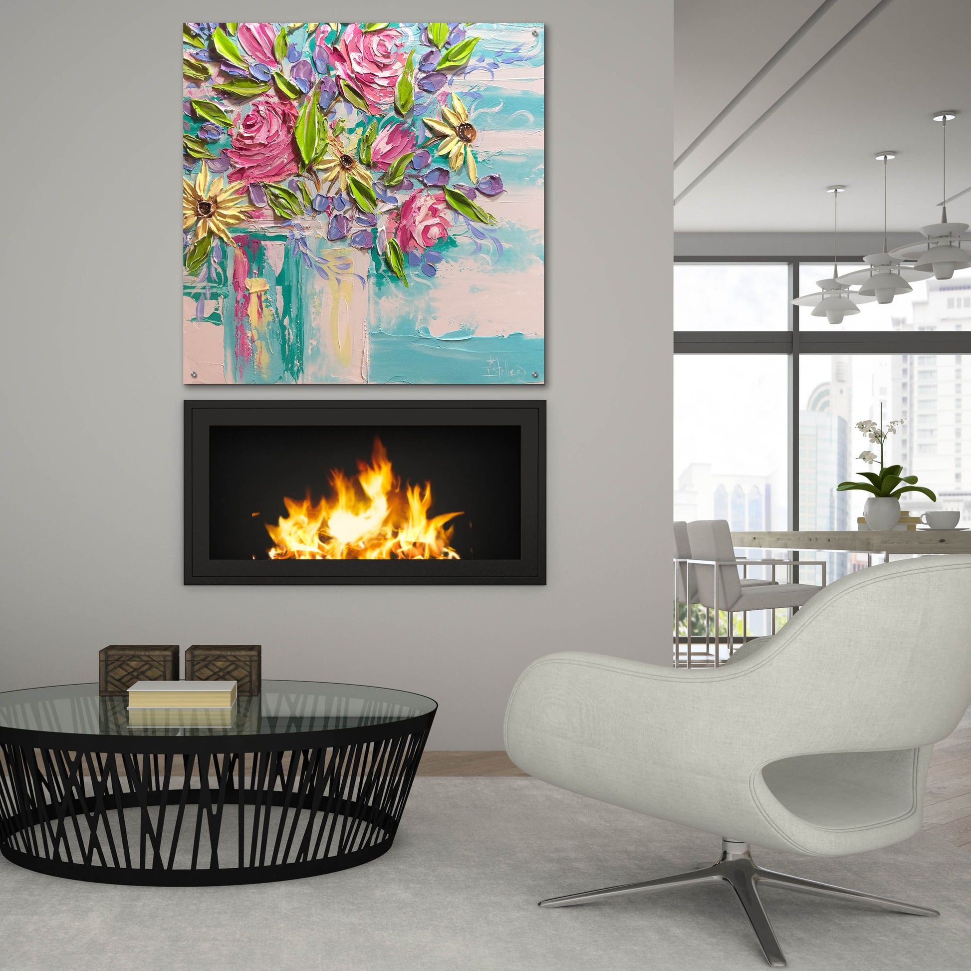 Epic Art 'Floral Bliss' by Estelle Grengs, Acrylic Glass Wall Art,36x36