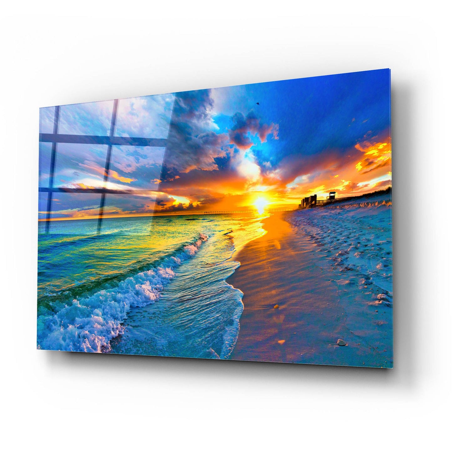 Epic Art 'Beach Landscape' by Ezra Tanner, Acrylic Glass Wall Art,24x16