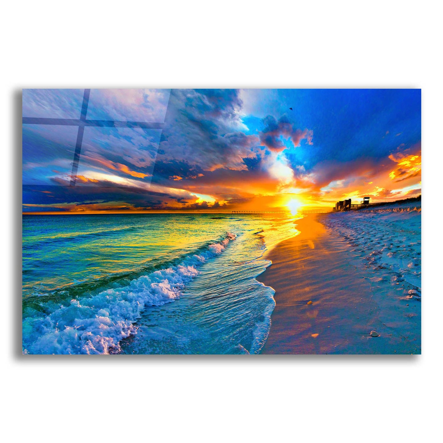 Epic Art 'Beach Landscape' by Ezra Tanner, Acrylic Glass Wall Art,24x16