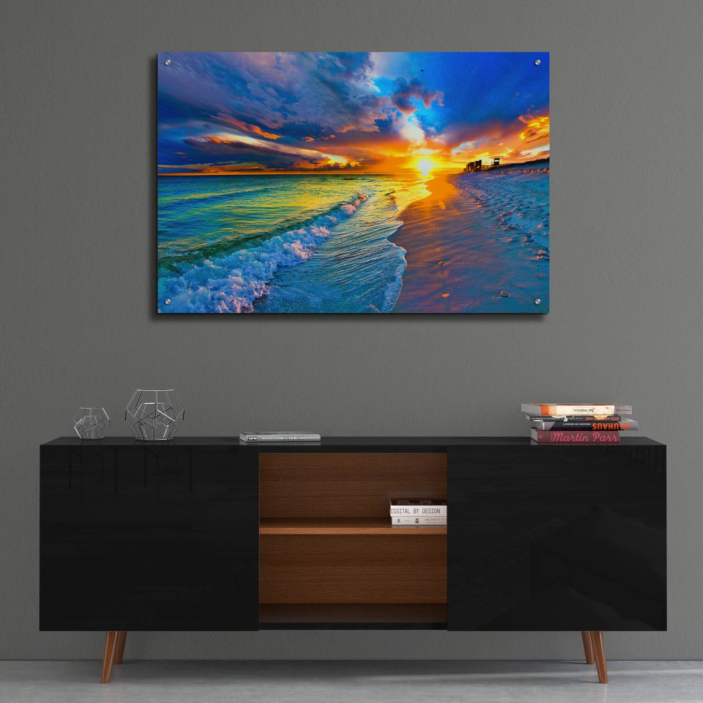 Epic Art 'Beach Landscape' by Ezra Tanner, Acrylic Glass Wall Art,36x24