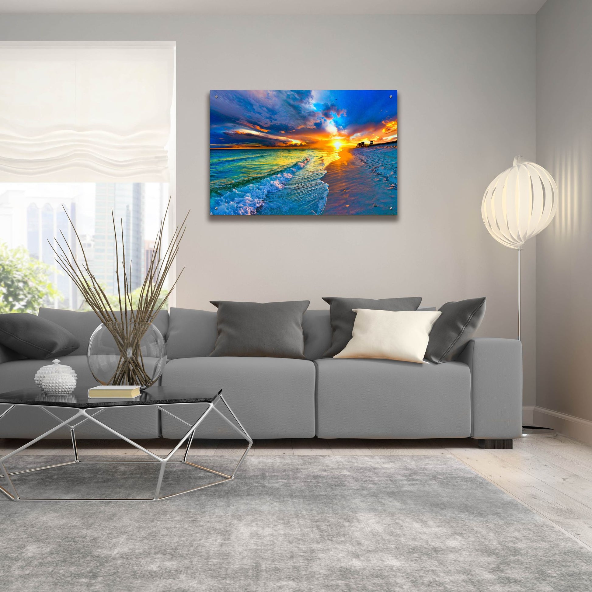 Epic Art 'Beach Landscape' by Ezra Tanner, Acrylic Glass Wall Art,36x24