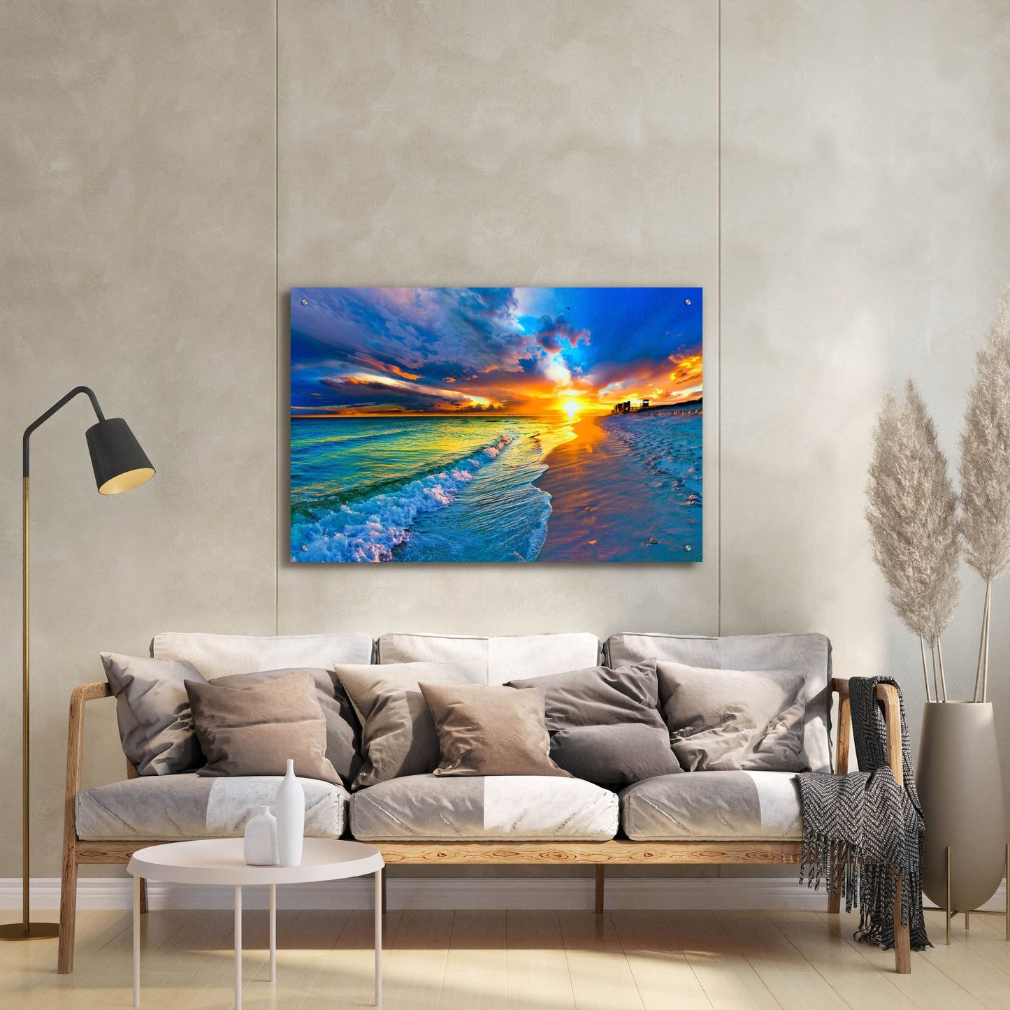 Epic Art 'Beach Landscape' by Ezra Tanner, Acrylic Glass Wall Art,36x24