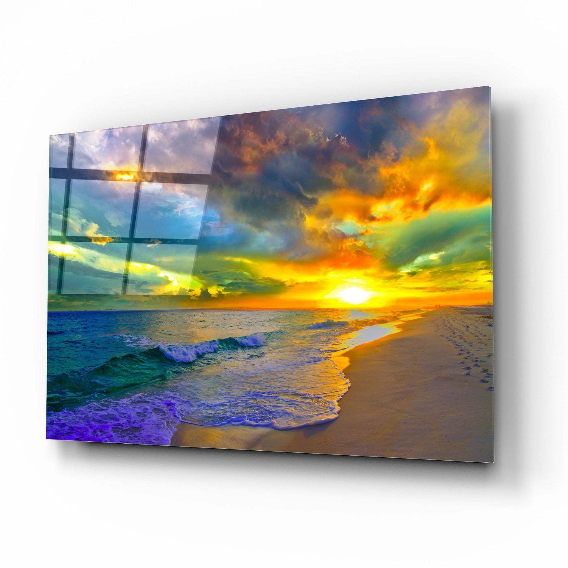 Epic Art 'Beautiful Landscape Photo Beautiful Sunset Sea' by Ezra Tanner, Acrylic Glass Wall Art,16x12