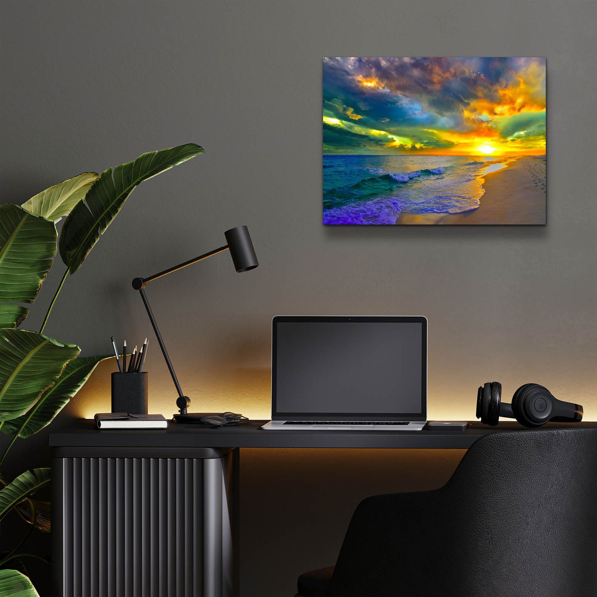 Epic Art 'Beautiful Landscape Photo Beautiful Sunset Sea' by Ezra Tanner, Acrylic Glass Wall Art,16x12