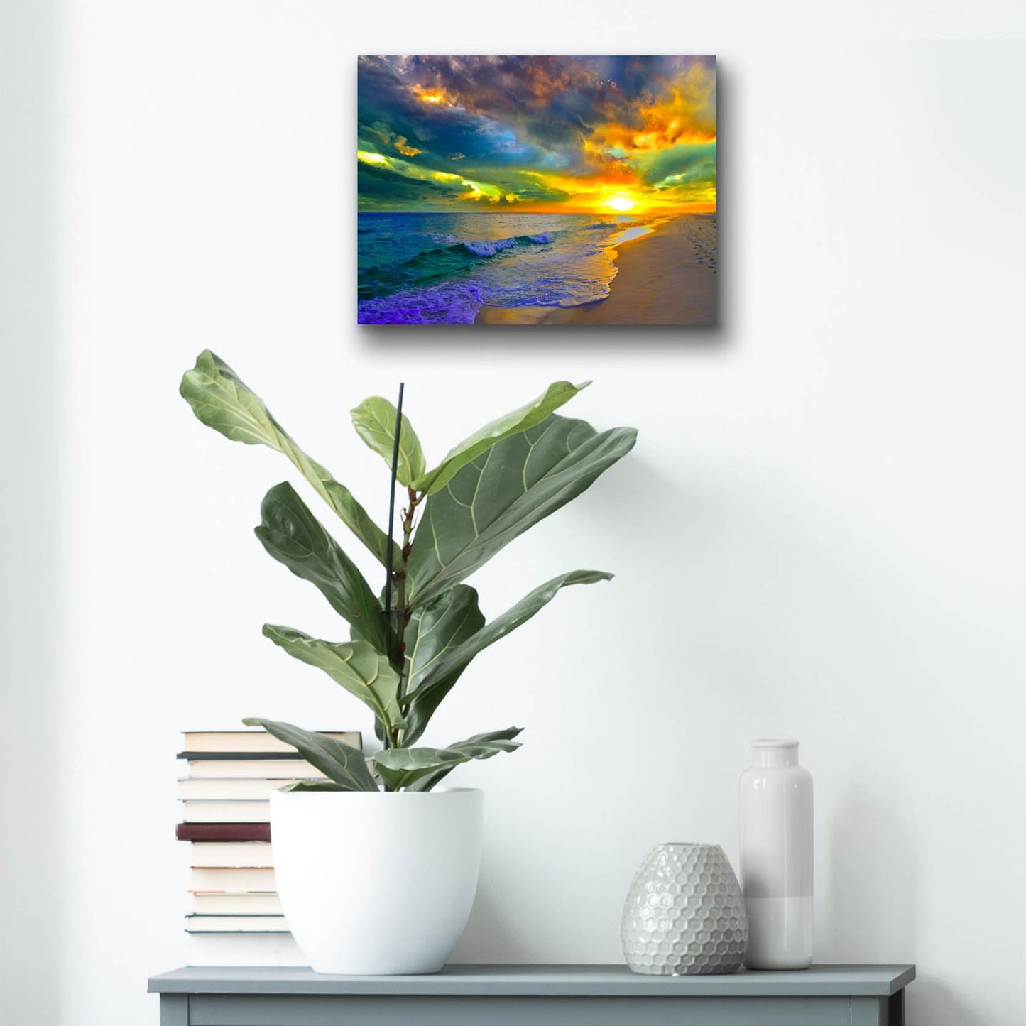 Epic Art 'Beautiful Landscape Photo Beautiful Sunset Sea' by Ezra Tanner, Acrylic Glass Wall Art,16x12