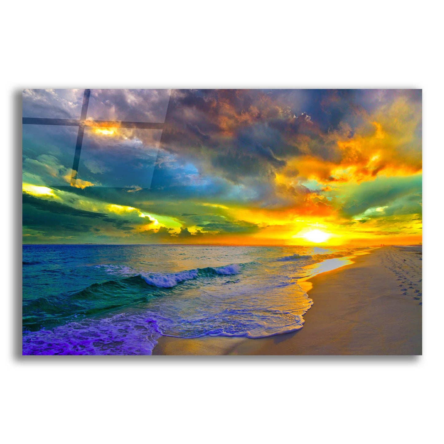 Epic Art 'Beautiful Landscape Photo Beautiful Sunset Sea' by Ezra Tanner, Acrylic Glass Wall Art,24x16