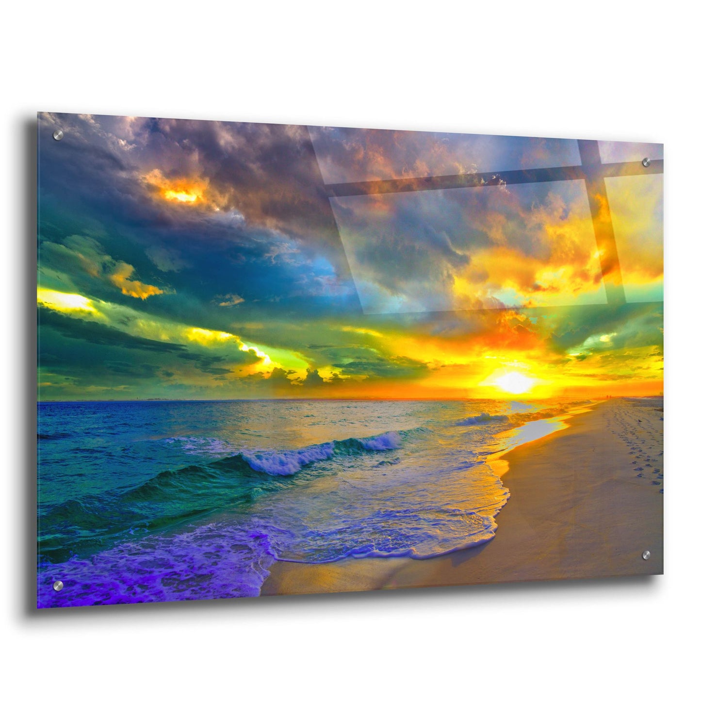 Epic Art 'Beautiful Landscape Photo Beautiful Sunset Sea' by Ezra Tanner, Acrylic Glass Wall Art,36x24