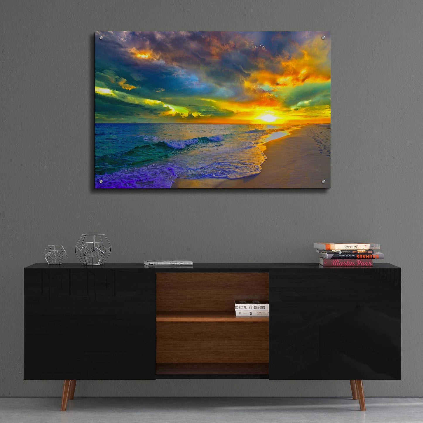 Epic Art 'Beautiful Landscape Photo Beautiful Sunset Sea' by Ezra Tanner, Acrylic Glass Wall Art,36x24