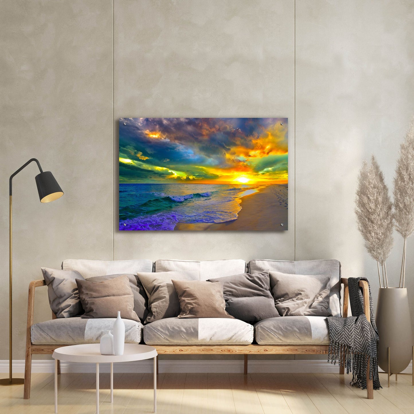 Epic Art 'Beautiful Landscape Photo Beautiful Sunset Sea' by Ezra Tanner, Acrylic Glass Wall Art,36x24