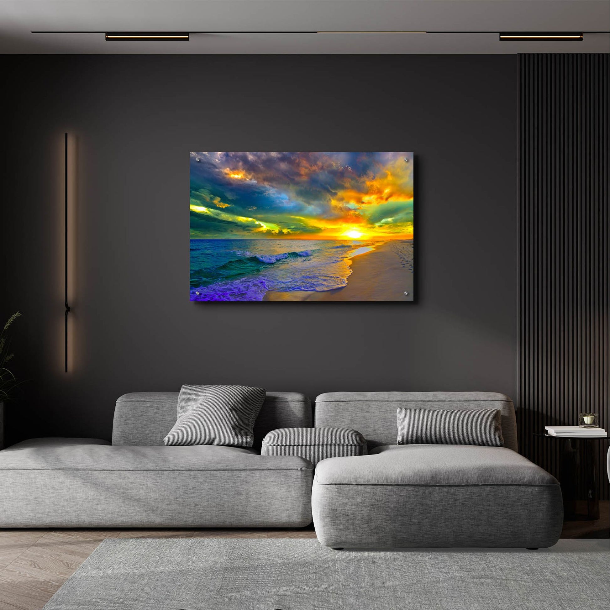 Epic Art 'Beautiful Landscape Photo Beautiful Sunset Sea' by Ezra Tanner, Acrylic Glass Wall Art,36x24