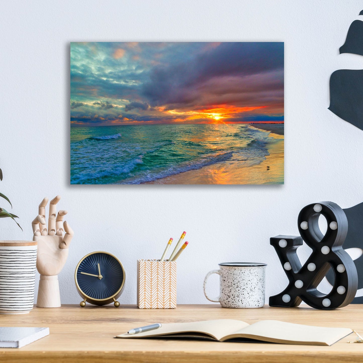 Epic Art 'Colorful Seascape' by Ezra Tanner, Acrylic Glass Wall Art,16x12