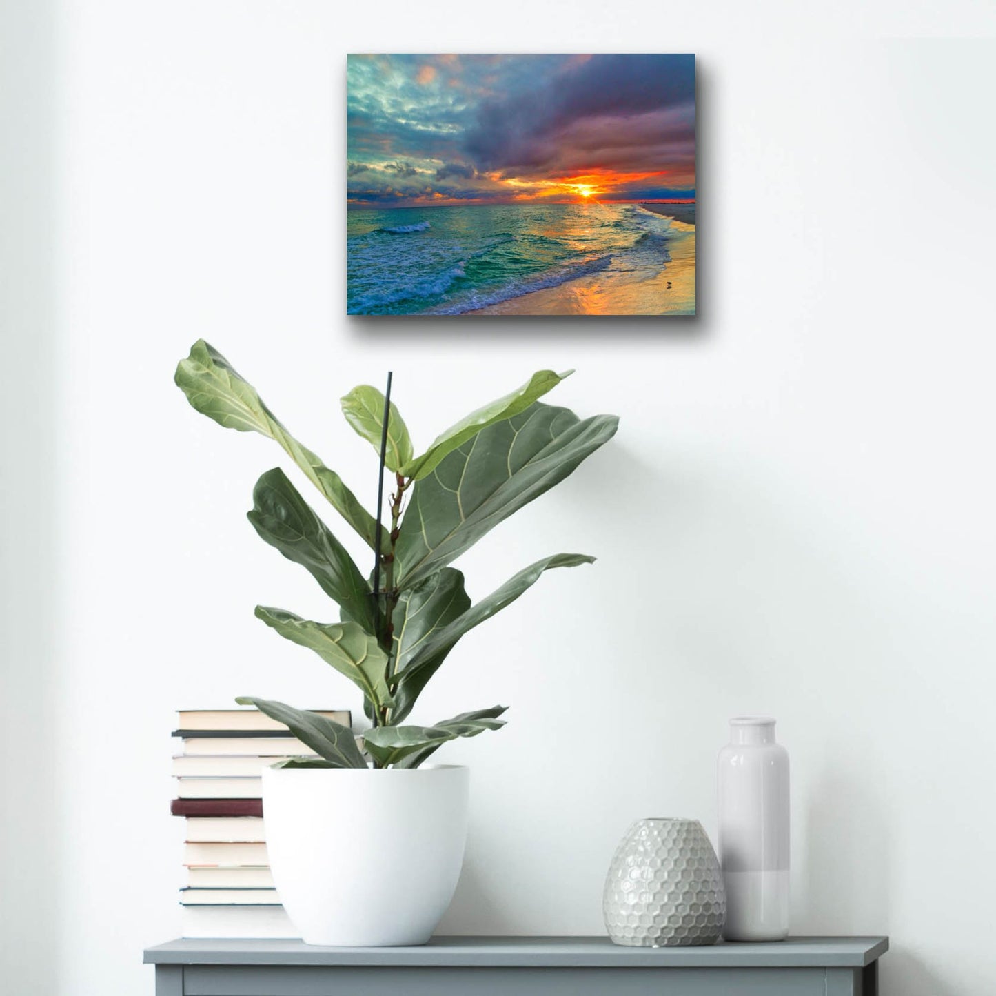 Epic Art 'Colorful Seascape' by Ezra Tanner, Acrylic Glass Wall Art,16x12