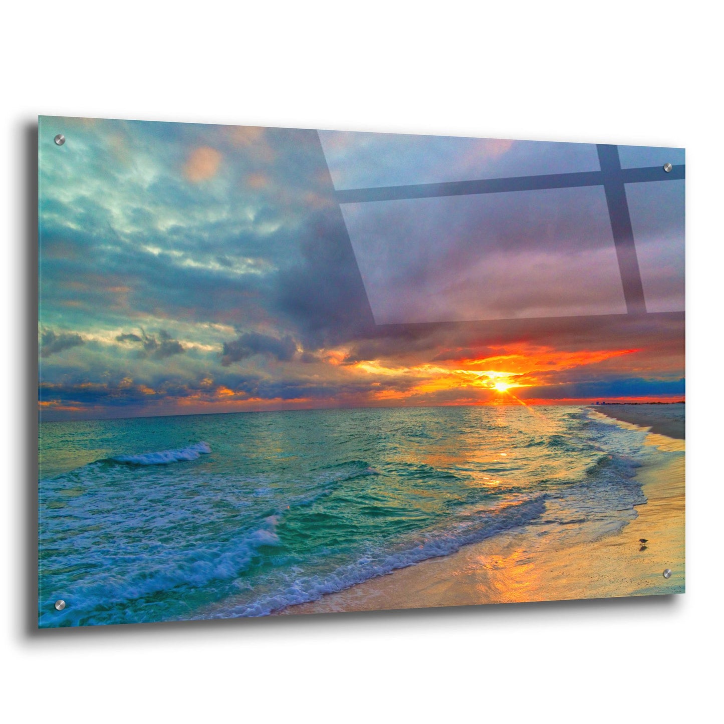 Epic Art 'Colorful Seascape' by Ezra Tanner, Acrylic Glass Wall Art,36x24