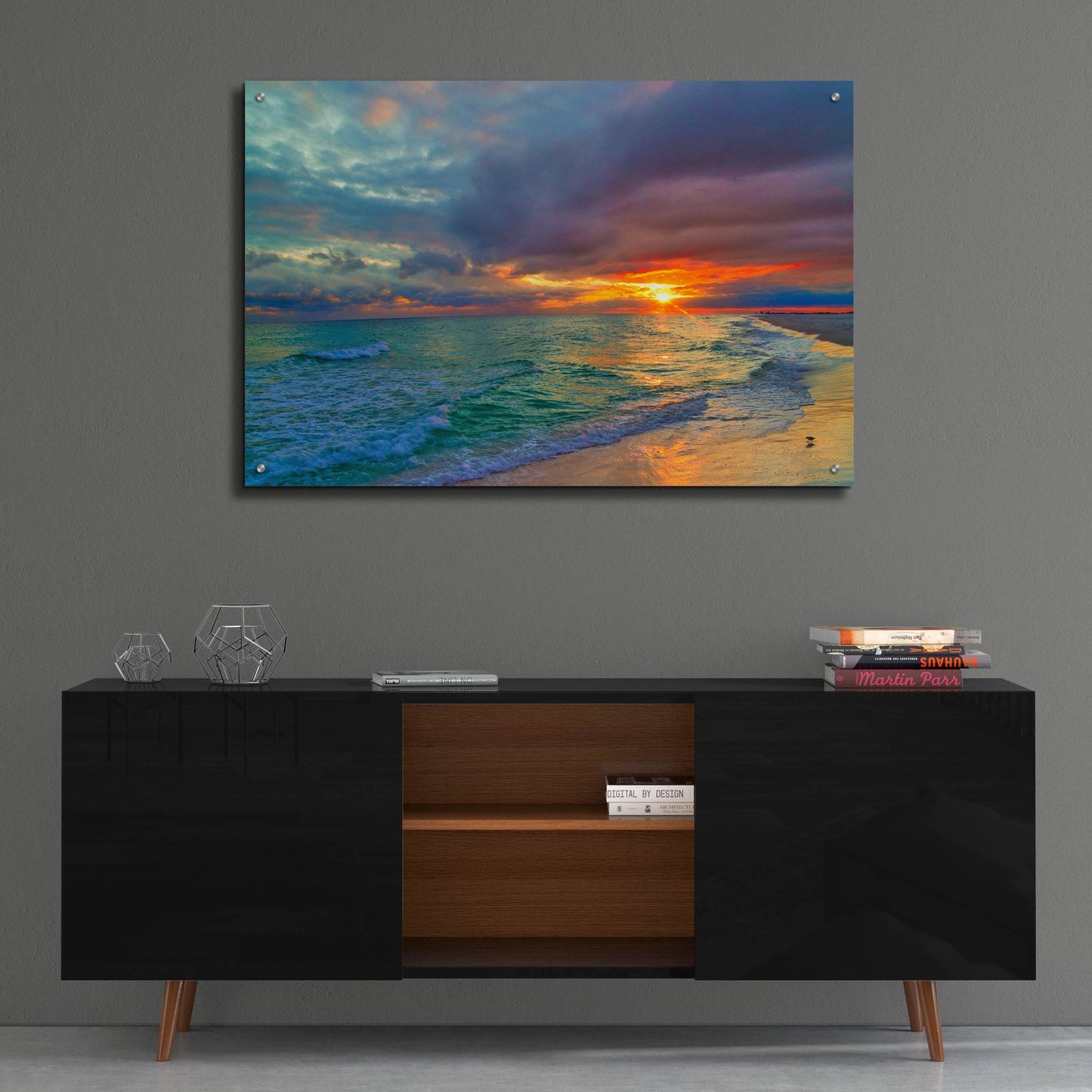 Epic Art 'Colorful Seascape' by Ezra Tanner, Acrylic Glass Wall Art,36x24