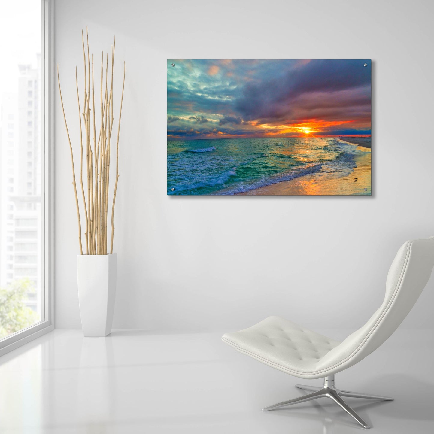 Epic Art 'Colorful Seascape' by Ezra Tanner, Acrylic Glass Wall Art,36x24