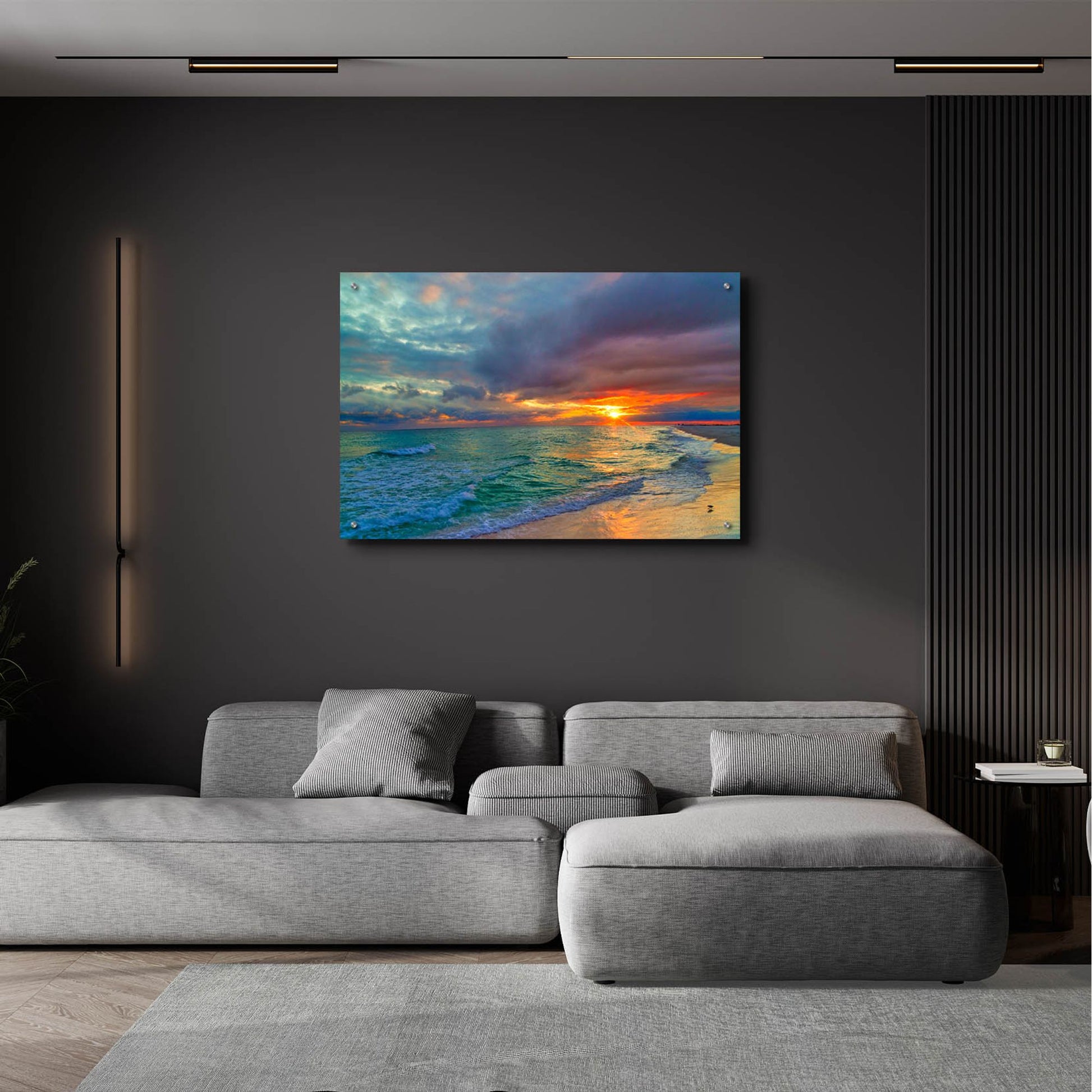 Epic Art 'Colorful Seascape' by Ezra Tanner, Acrylic Glass Wall Art,36x24