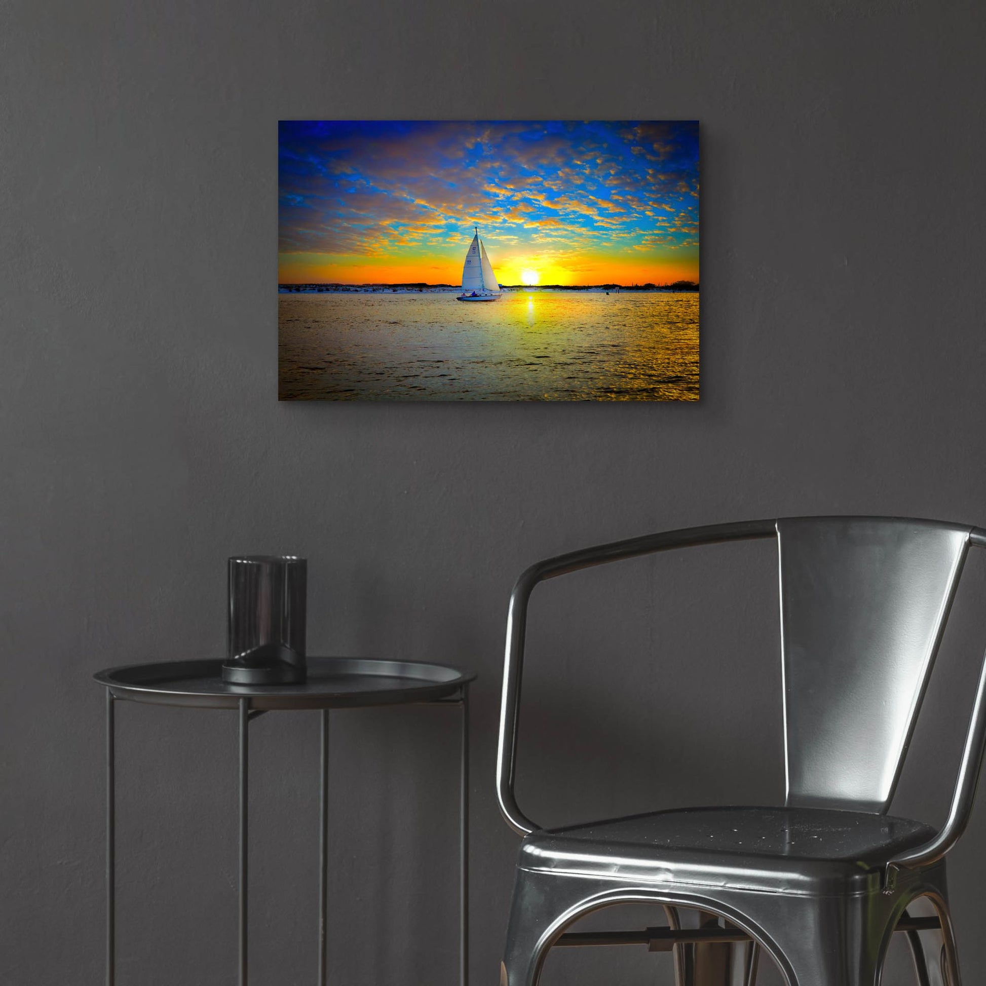 Epic Art 'Destin Sunset Sailing East Pass' by Ezra Tanner, Acrylic Glass Wall Art,24x16