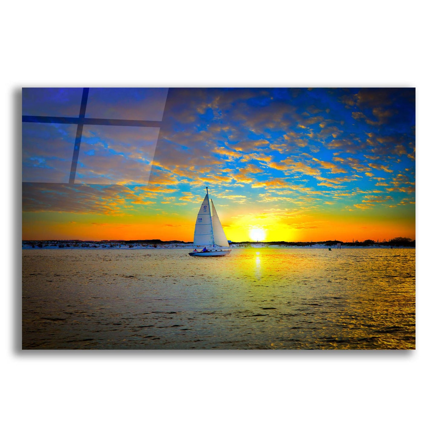 Epic Art 'Destin Sunset Sailing East Pass' by Ezra Tanner, Acrylic Glass Wall Art,24x16