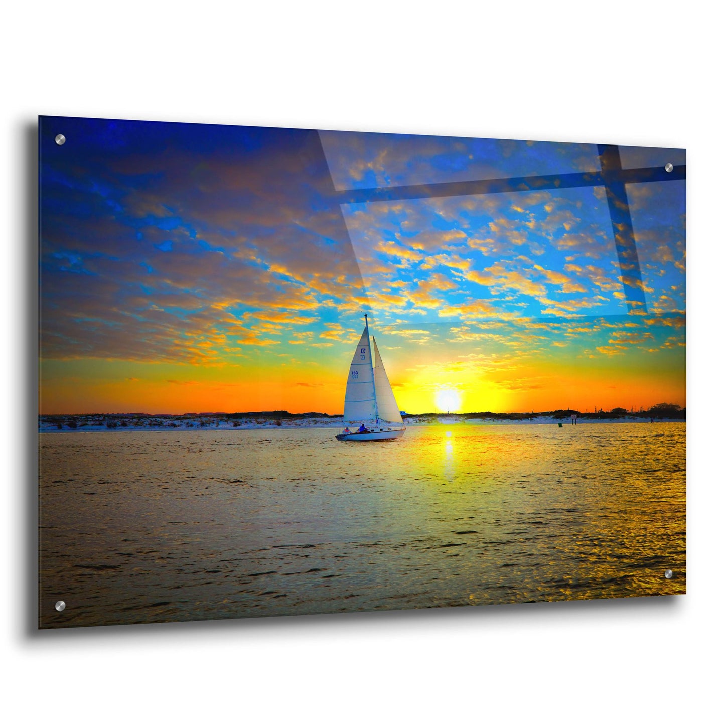 Epic Art 'Destin Sunset Sailing East Pass' by Ezra Tanner, Acrylic Glass Wall Art,36x24