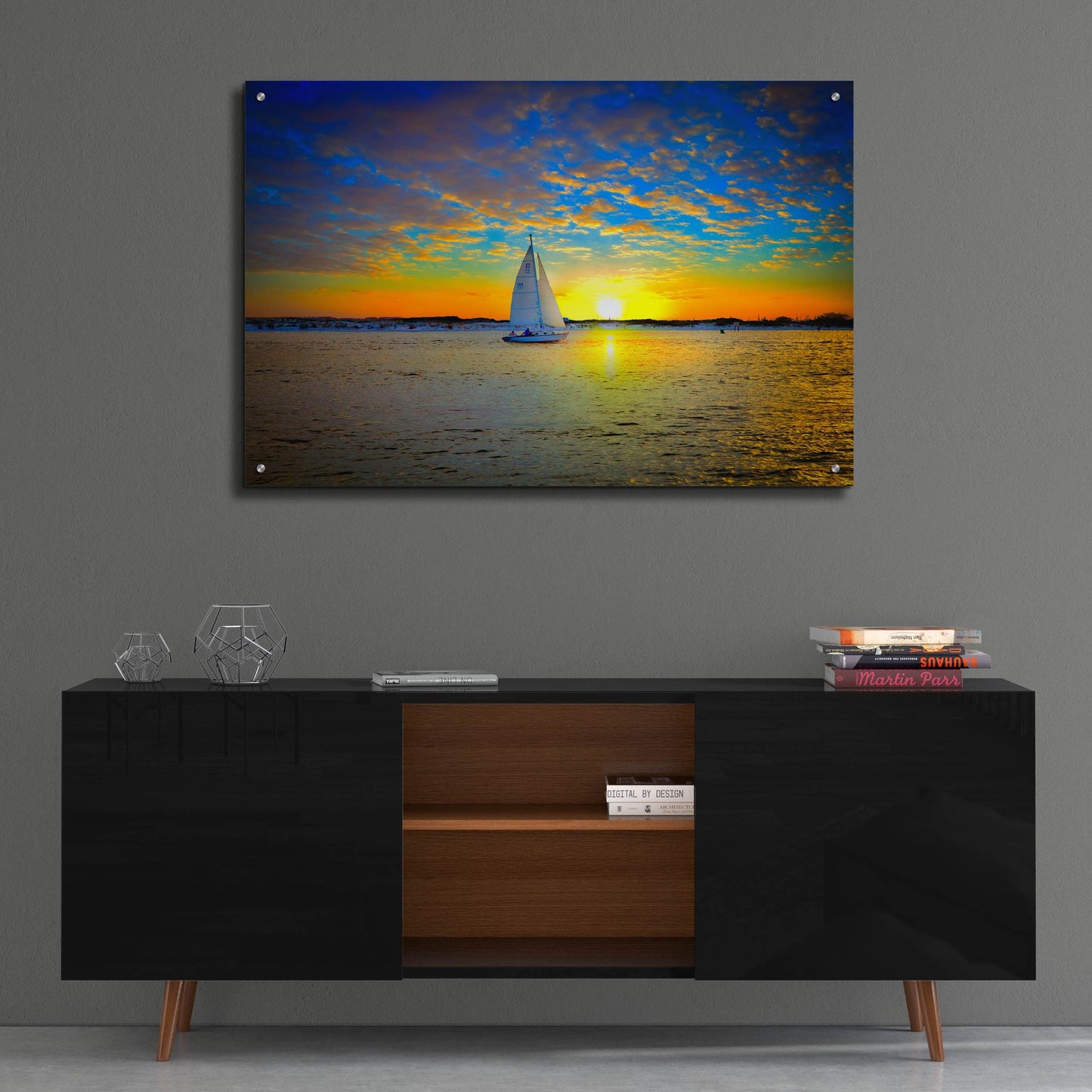 Epic Art 'Destin Sunset Sailing East Pass' by Ezra Tanner, Acrylic Glass Wall Art,36x24