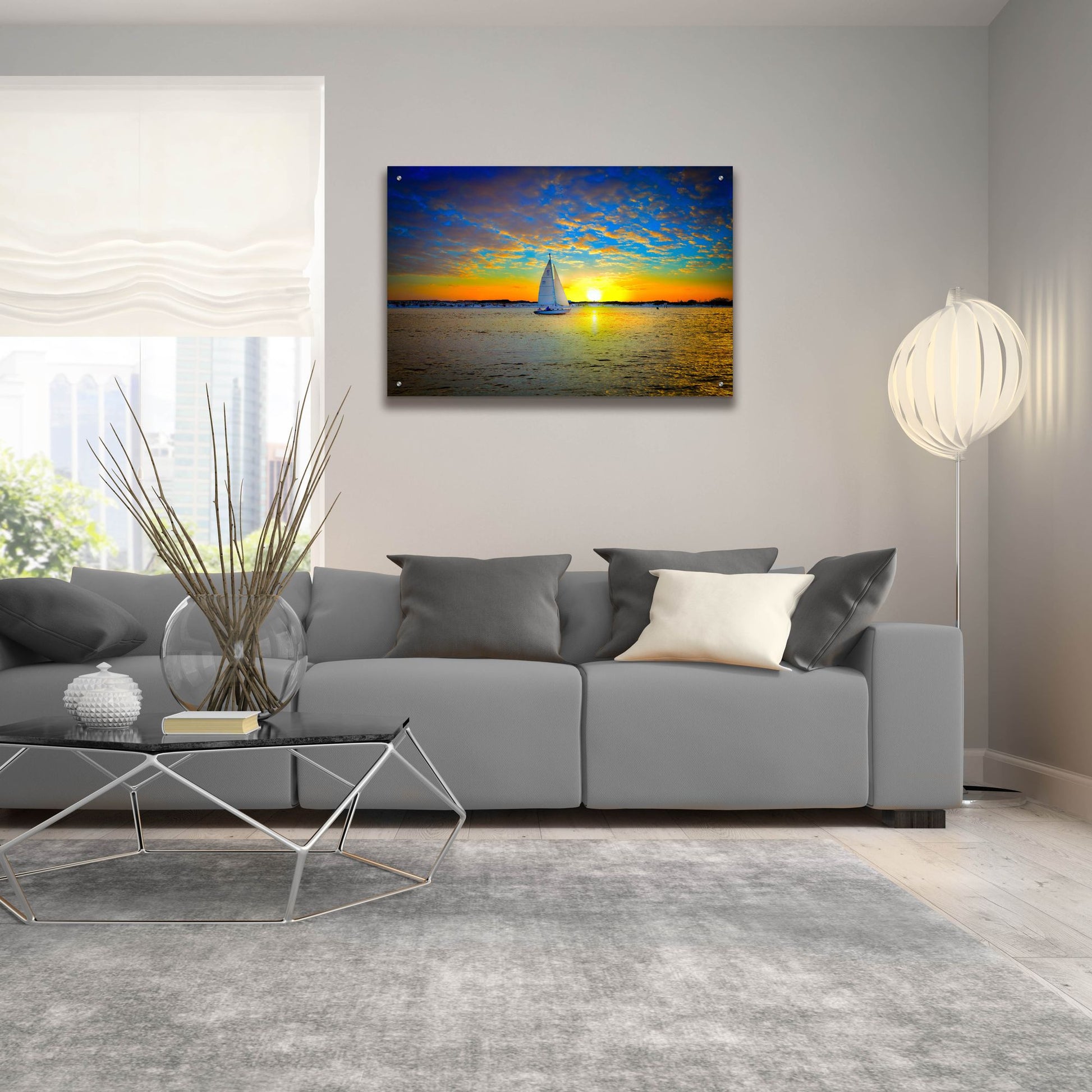 Epic Art 'Destin Sunset Sailing East Pass' by Ezra Tanner, Acrylic Glass Wall Art,36x24