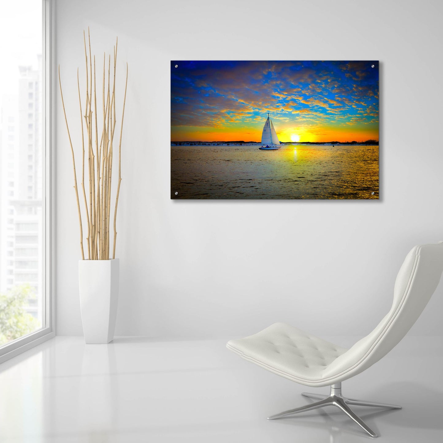 Epic Art 'Destin Sunset Sailing East Pass' by Ezra Tanner, Acrylic Glass Wall Art,36x24