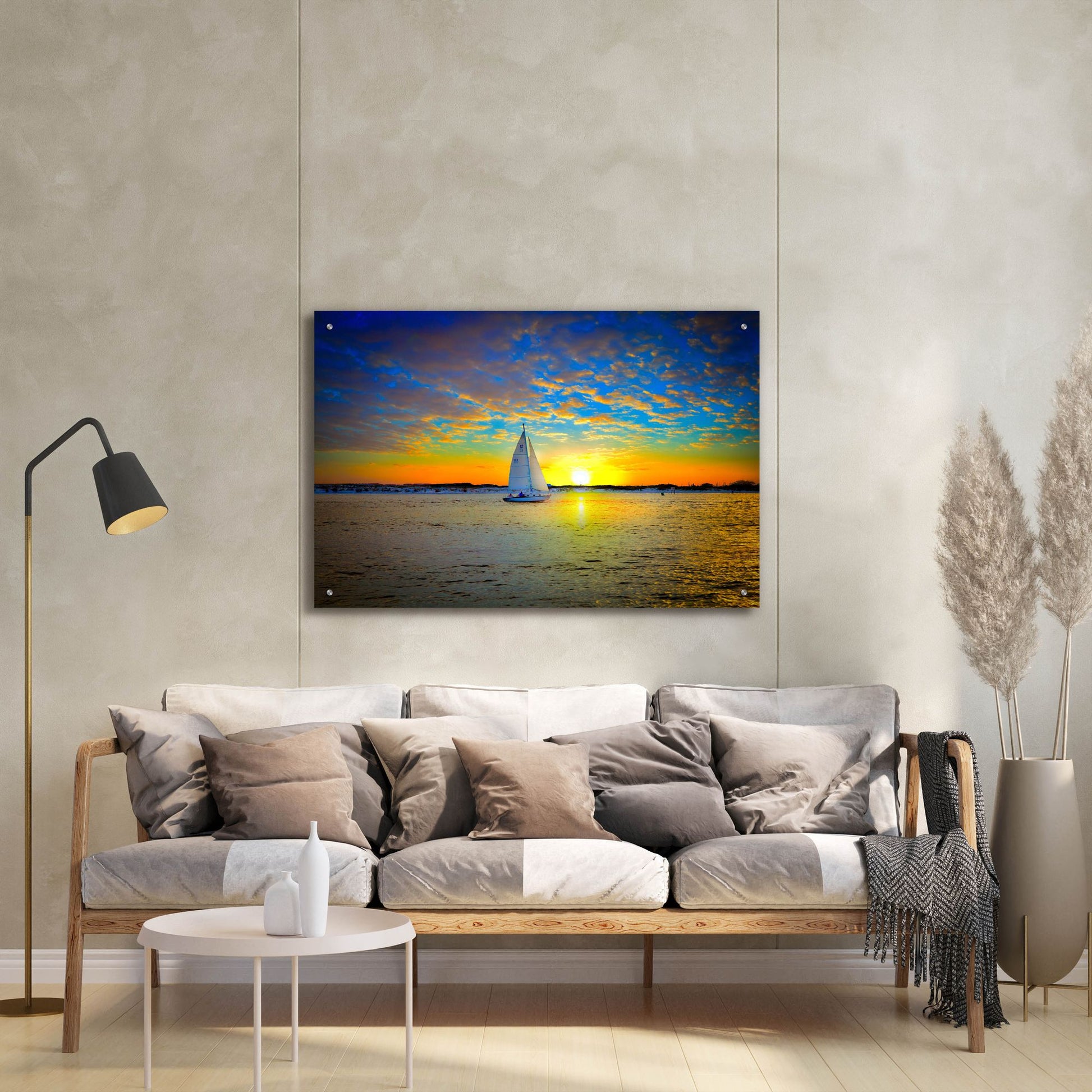 Epic Art 'Destin Sunset Sailing East Pass' by Ezra Tanner, Acrylic Glass Wall Art,36x24