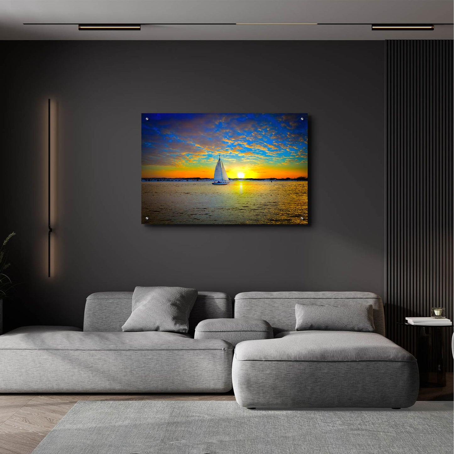 Epic Art 'Destin Sunset Sailing East Pass' by Ezra Tanner, Acrylic Glass Wall Art,36x24