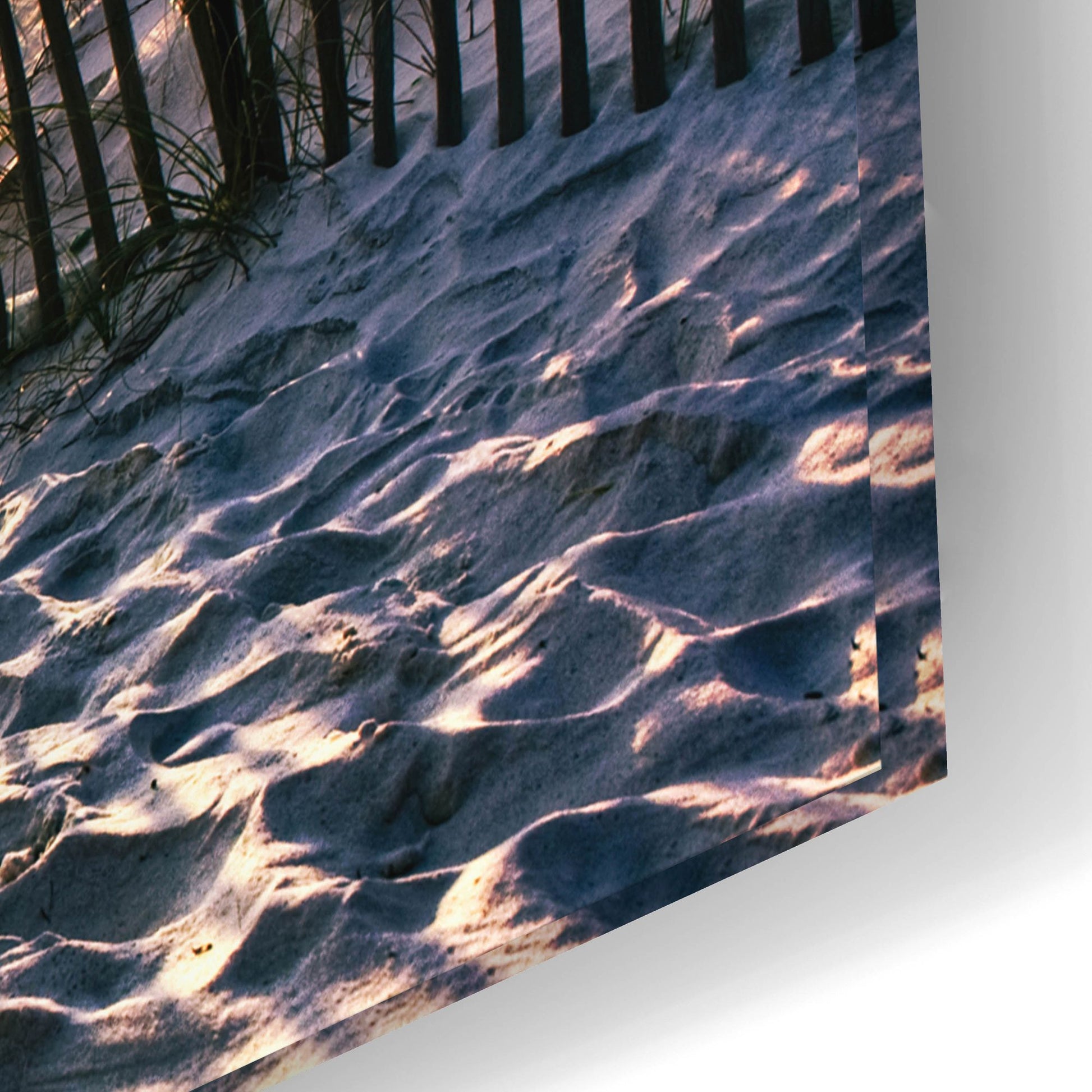 Epic Art 'Rosemary Beach Sunset 30a Footprints in Sand' by Ezra Tanner, Acrylic Glass Wall Art,24x16