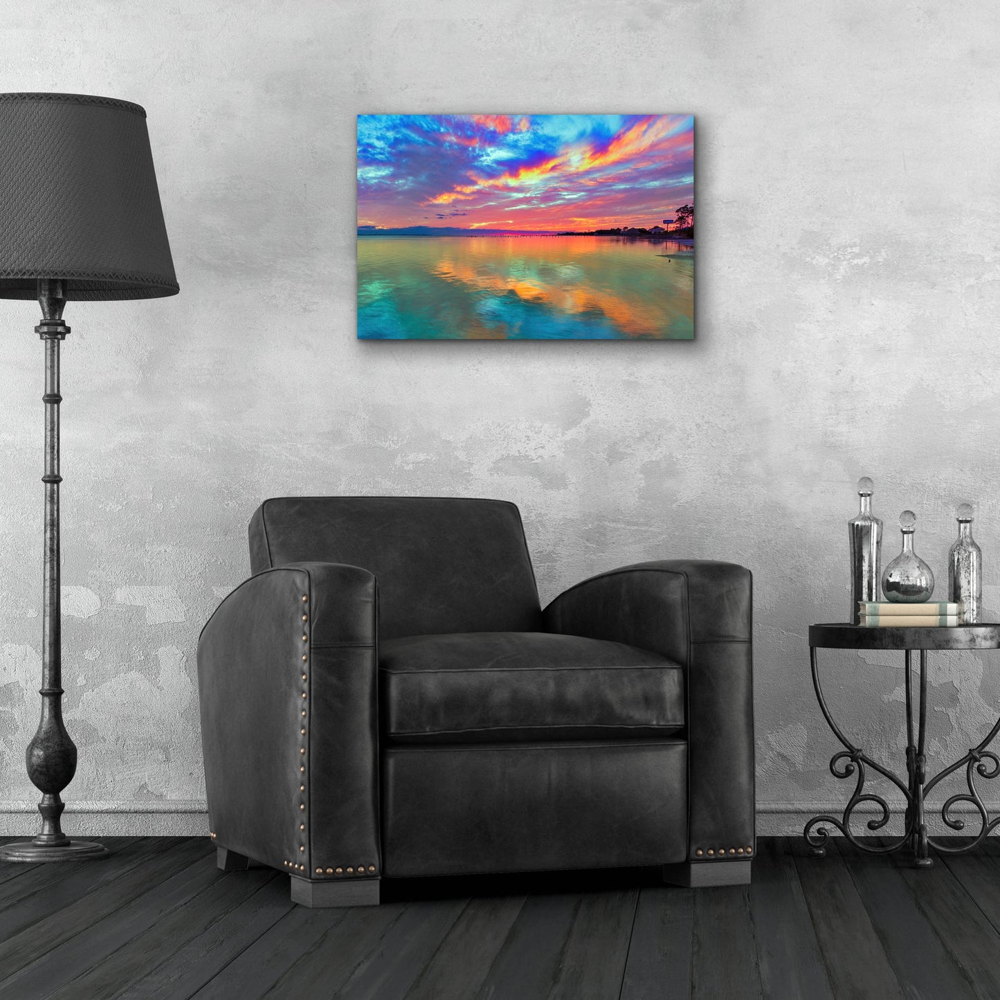 Epic Art 'Pink Sunset Sea' by Ezra Tanner, Acrylic Glass Wall Art,24x16