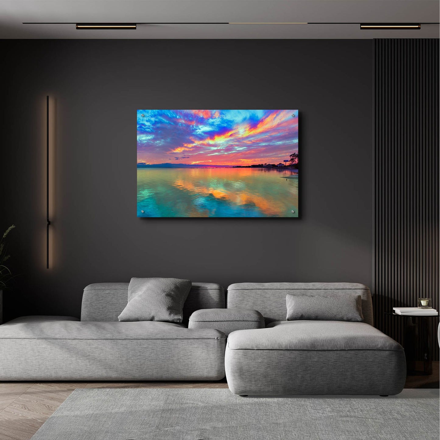 Epic Art 'Pink Sunset Sea' by Ezra Tanner, Acrylic Glass Wall Art,36x24