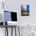 Epic Art 'Pink Clouds Twilight Sky Water Refection' by Ezra Tanner, Acrylic Glass Wall Art,12x16