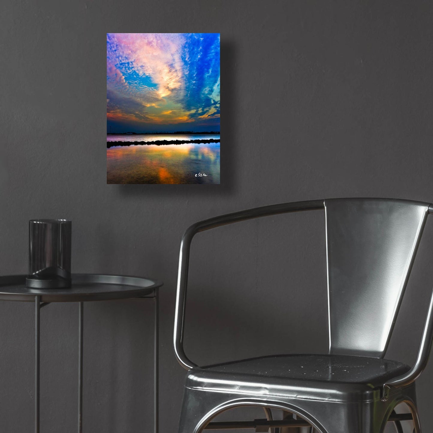 Epic Art 'Pink Clouds Twilight Sky Water Refection' by Ezra Tanner, Acrylic Glass Wall Art,12x16